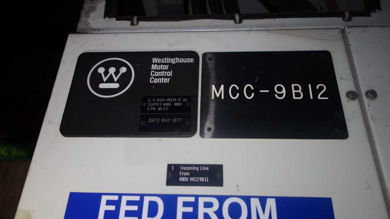 X7 VERTICAL SECTIONS OF WESTINGHOUSE MCC BUCKETS - MOTOR CONTROL CENTERS