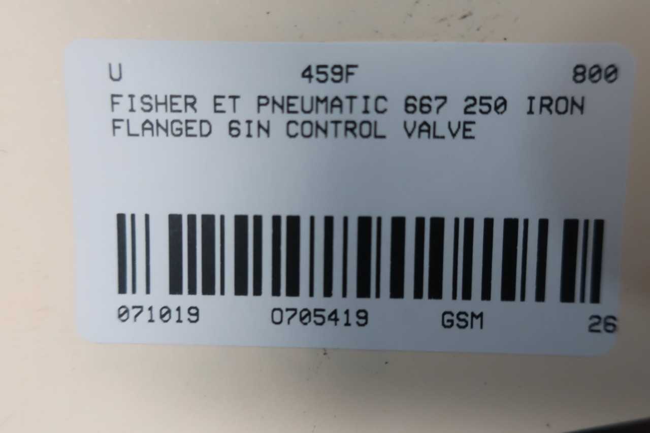 FISHER 667-ET PNEUMATIC 250 IRON FLANGED 6IN CONTROL VALVE - CONTROL VALVE