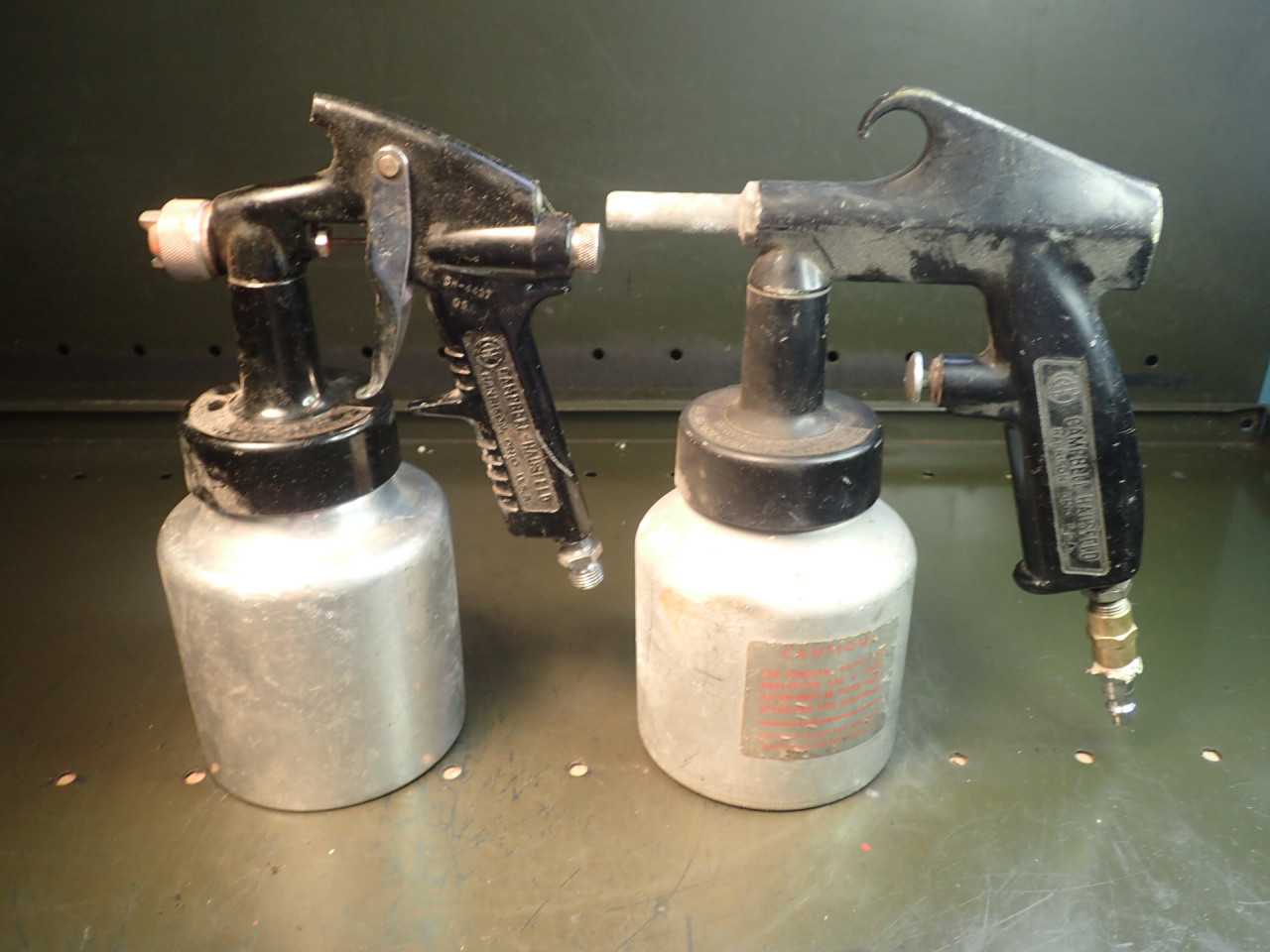 2 Piece Lot of Campbell-Hausfield HVLP Paint Sprayer Guns w/ Aluminum Quart Pots - INDUSTRIAL PARTS