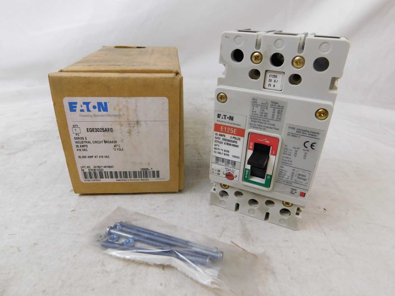 Quantity of 2 New Surplus Eaton EGE3025AFG MCCB EG 3P 25A 415/480V - ELECTRICAL COMPONENTS