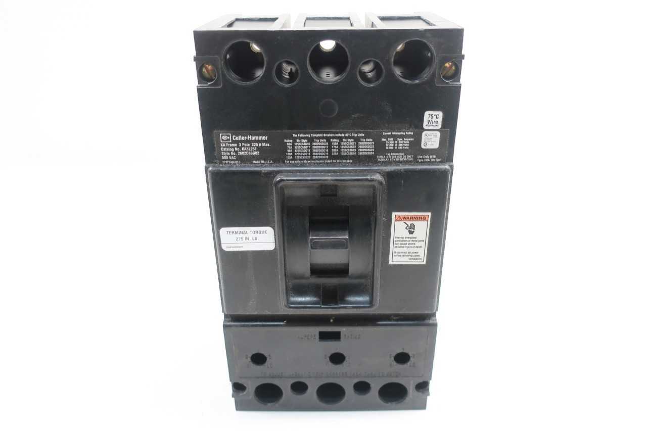 CUTLER HAMMER KA3225F 225A 3P CIRCUIT BREAKER - CIRCUIT BREAKERS