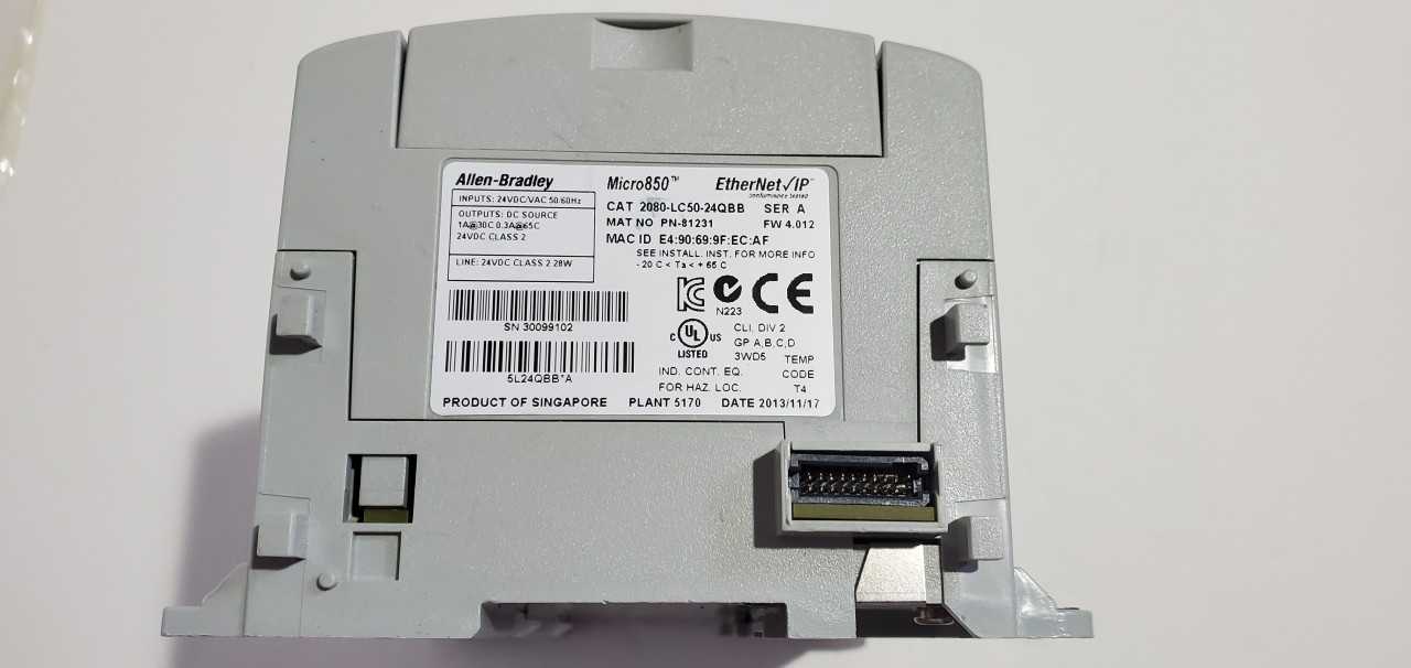 Allen Bradley Micro 850 2080-LC50-24QBB PLC - AUTOMATION & CONTROLS
