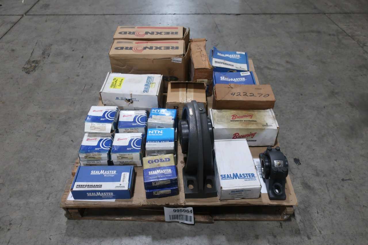 PALLET OF ASSORTED PILLOW BLOCK AND MOUNTED BEARINGS - BEARINGS