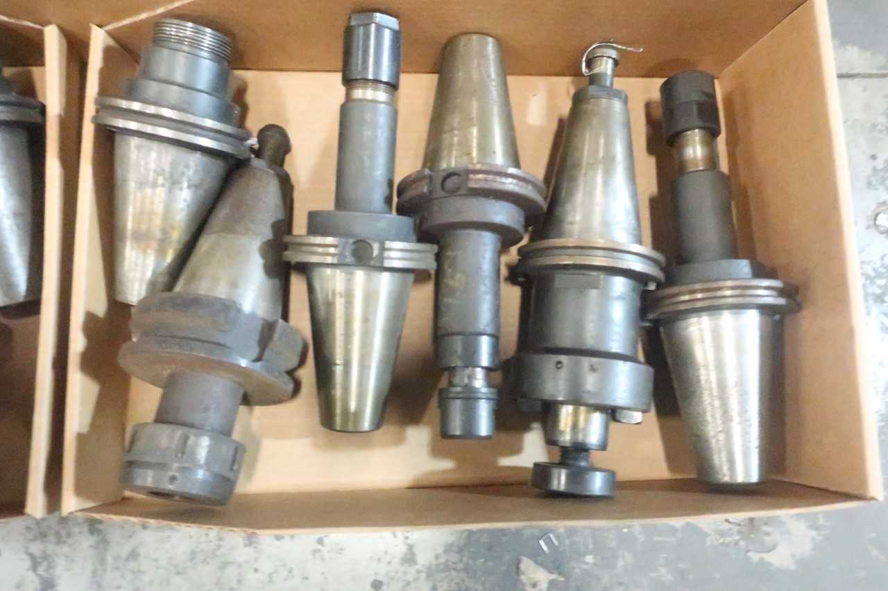 LOT OF ASSORTED CAT50 TOOL HOLDERS WITH ATTACHMENTS - ELECTRIC POWER TOOLS