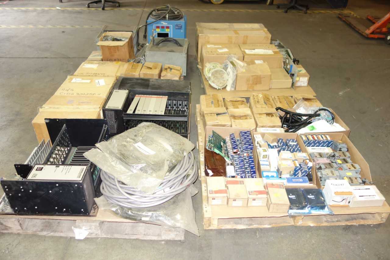 4 PALLETS OF ASSORTED ELECTRICAL AUTOMATION, CABLE-WIRES, ASSORTED MODULES, CIRCUIT BOARDS, ASSORTED SWITCHES AND ACCESSORIES - ELECTRICAL COMPONENTS