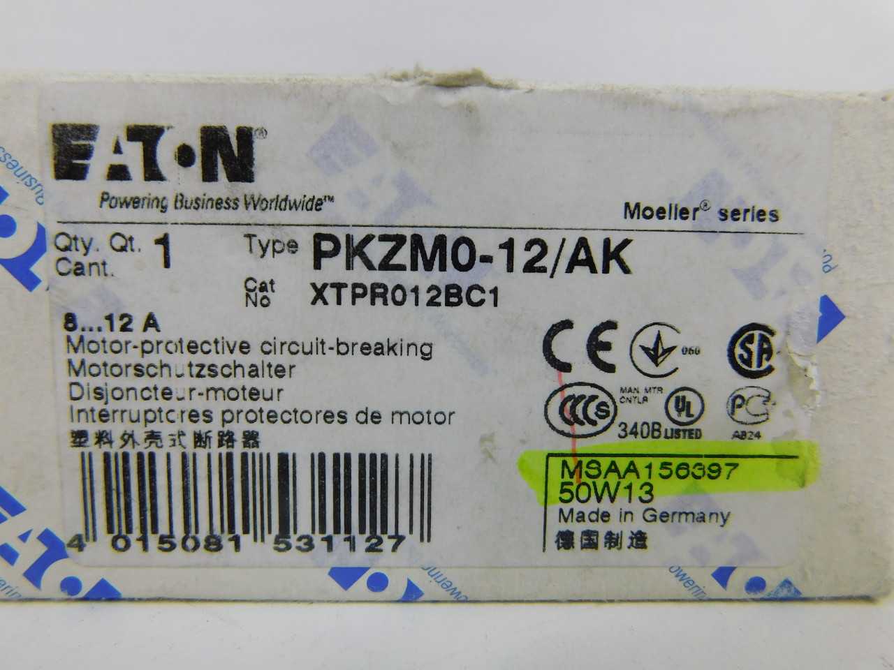Quantity of 8x XTPR012BC1 MCP/Motor Circuit Protectors - ELECTRIC MOTORS Quantity of 8x XTPR012BC1 MCP/Motor Circuit Protectors - ELECTRIC MOTORS