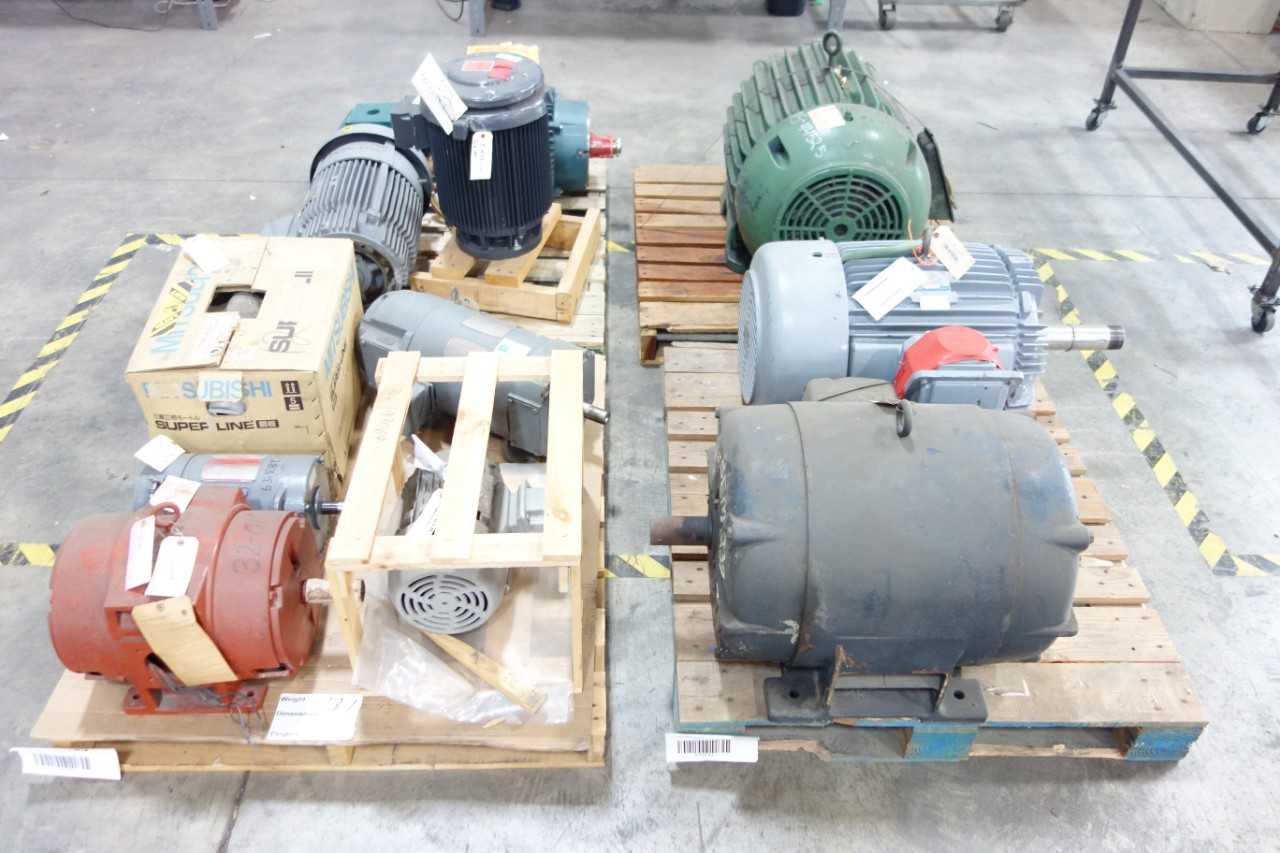 4 PALLETS OF ASSORTED AC/DC ELECTRIC MOTORS - ELECTRIC MOTORS