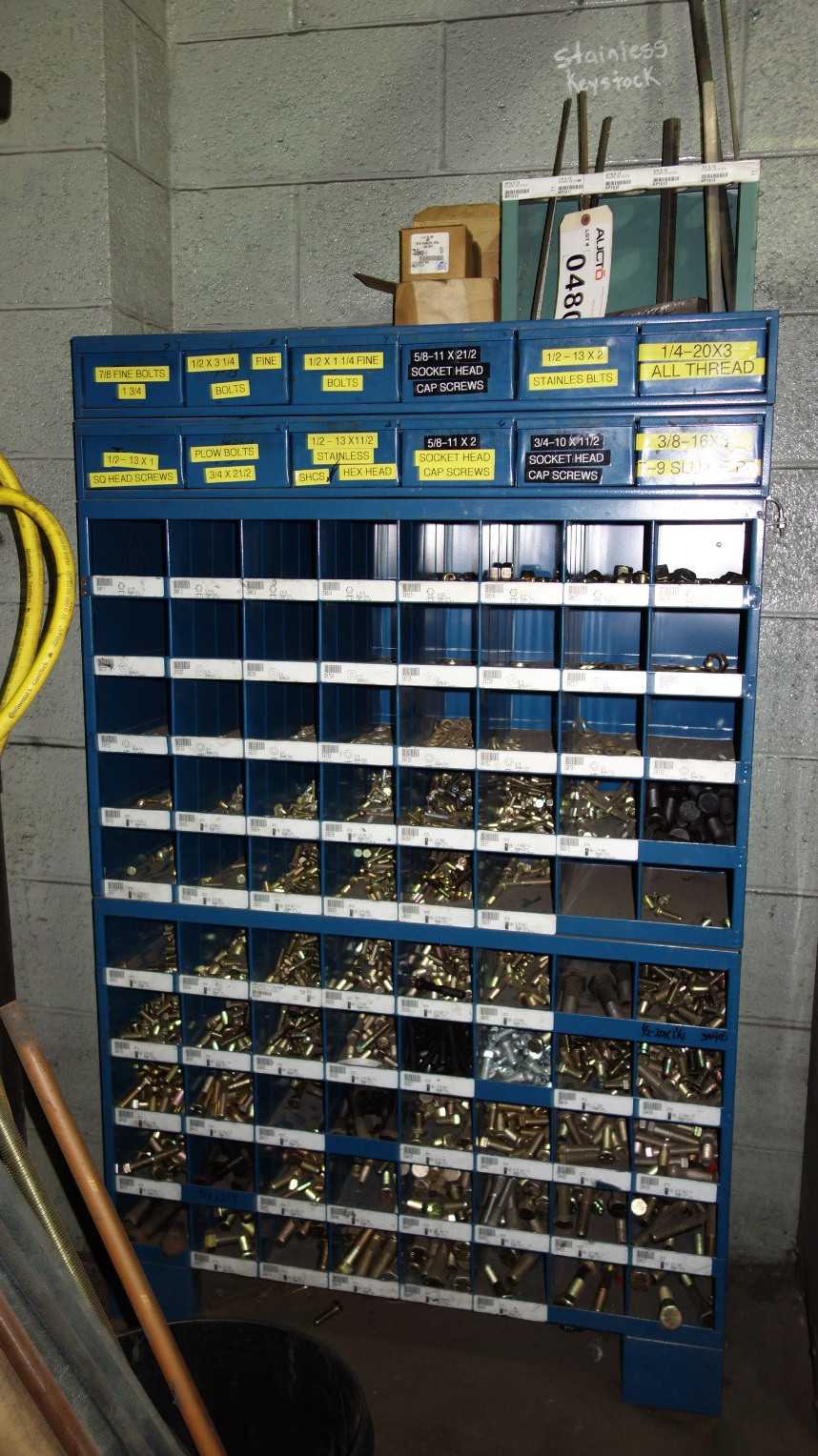CABINET WITH CONTENTS ASSORTED NUTS BOLTS AND WASHERS - TOOL STORAGE