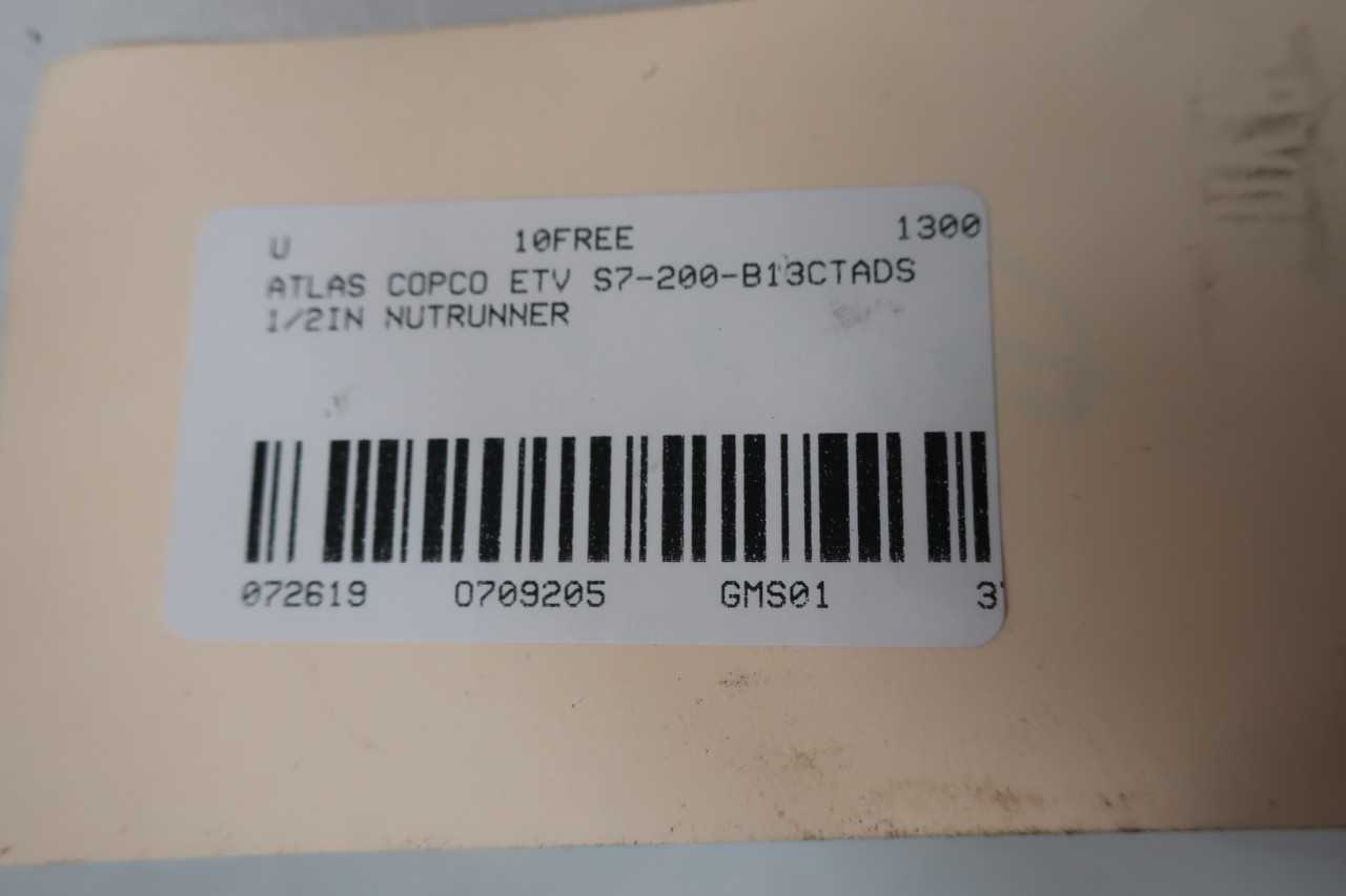 ATLAS COPCO ETV S7-200-B13CTADS RIGHT ANGLE DRIVE 5/8IN NUTRUNNER - ELECTRIC POWER TOOLS