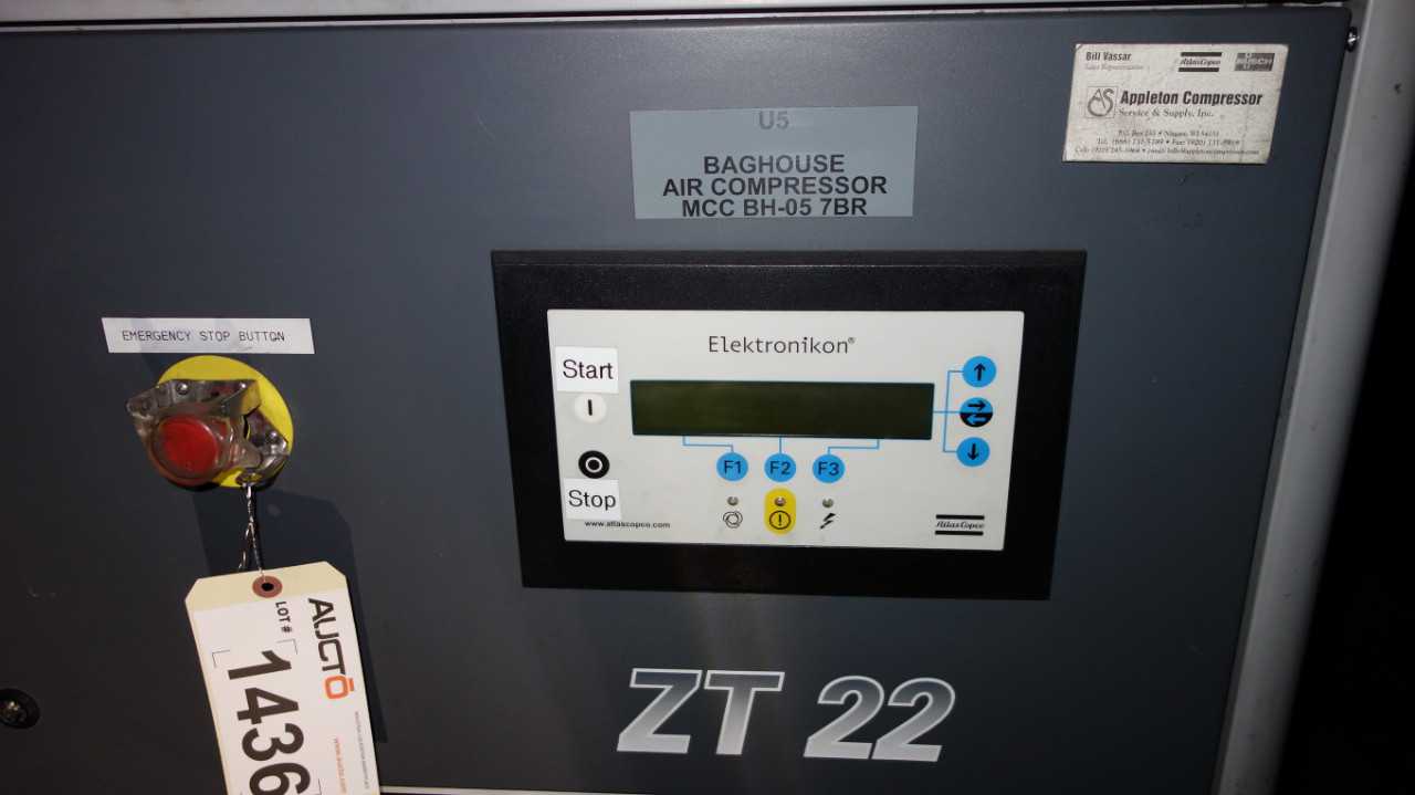 ATLAS COPCO ZT22 AIR COMPRESSOR 30HP APPROX 78K HRS - AIR COMPRESSORS