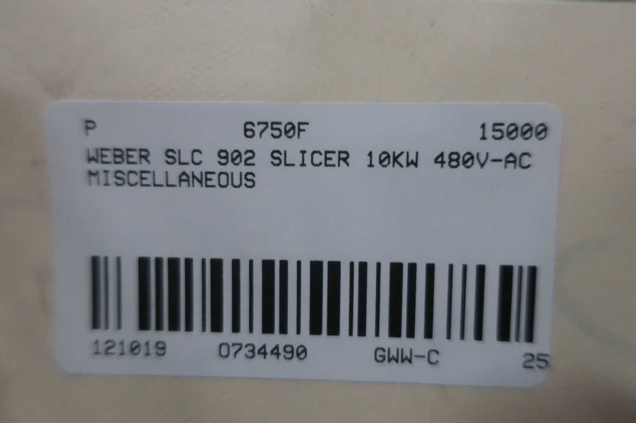 WEBER SLC 902 SLICER 10KW 480V AC MISCELLANEOUS - FOOD & BEVERAGE