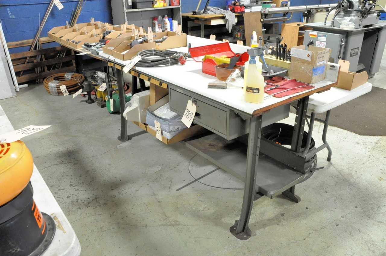1 Work Bench and 1 Plywood on Saw Horses Work Table Contents Not Included Not to Be Removed Until Empty - ELECTRIC POWER TOOLS