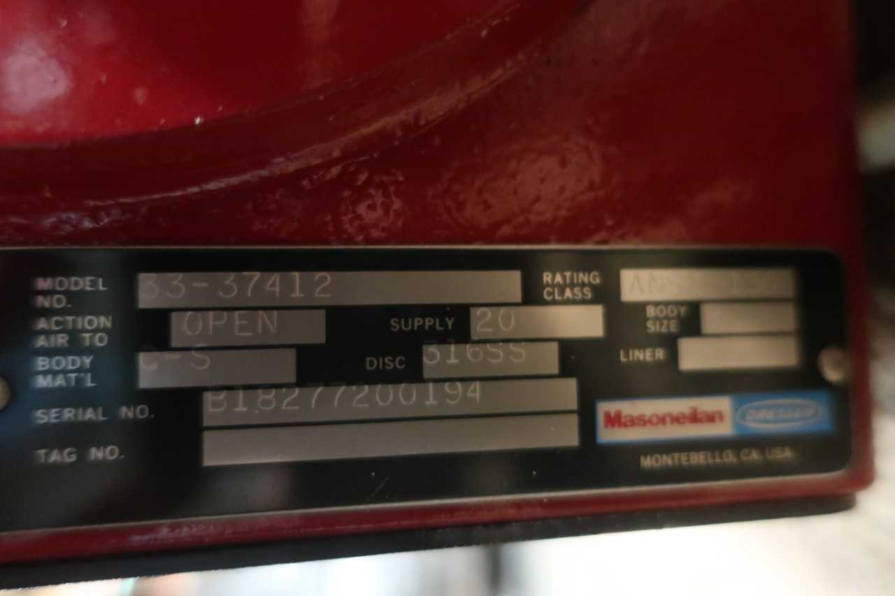 MASONEILAN 33-37412 CONTROL VALVE 8IN BUTTERFLY VALVE - VALVES