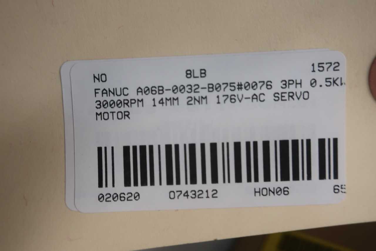 FANUC A06B-0032-B075#0076 SERVO MOTOR 3PH 0.5KW - SERVO