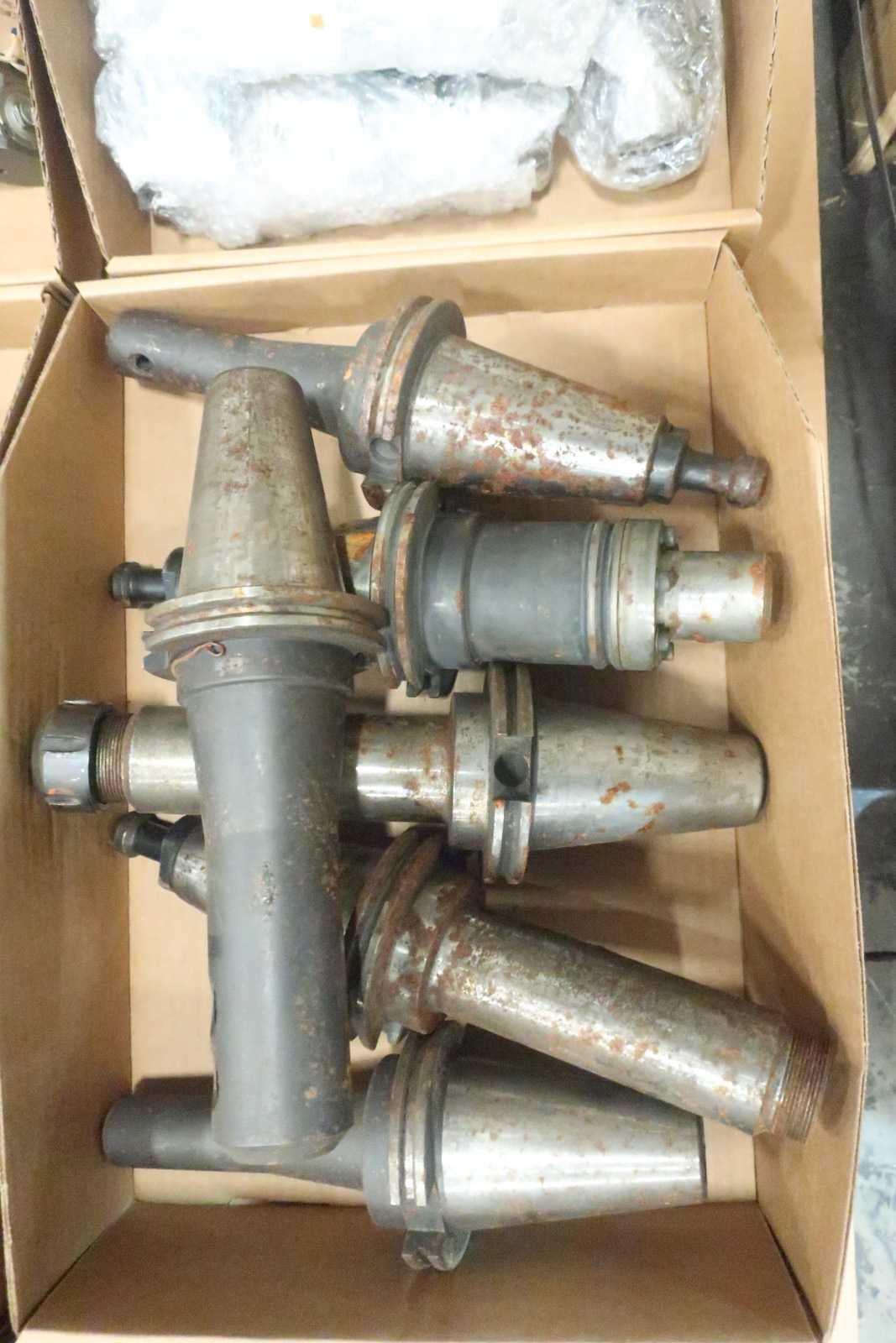 LOT OF ASSORTED CAT50 TOOL HOLDERS AND CHUCKS - ELECTRIC POWER TOOLS