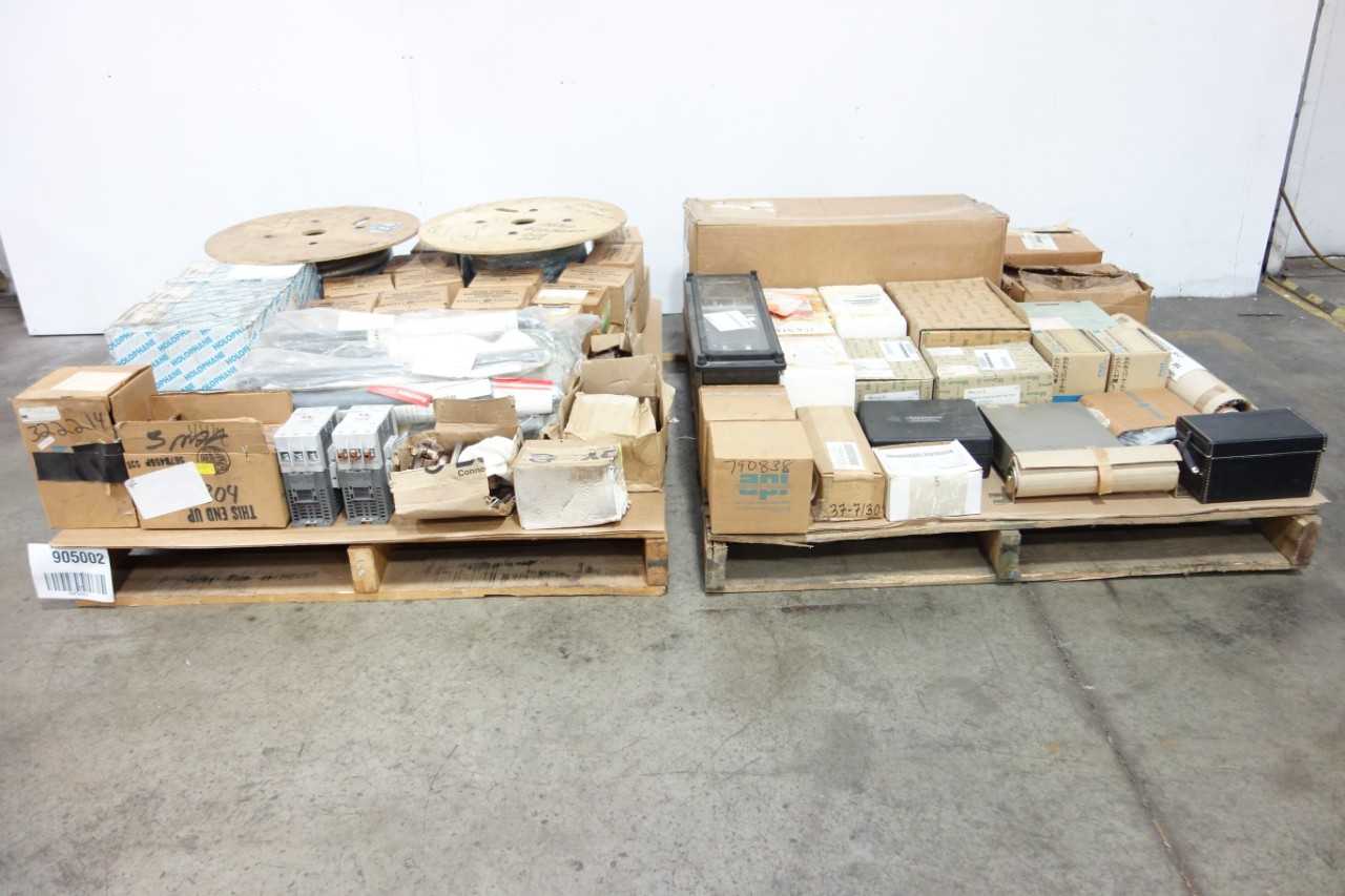 2 PALLETS OF ASSORTED ELECTRICAL - SPLICE KITS, GAUGE TEST EQUIPMENT, CIRCUIT BREAKERS, AMMETER, RELAYS. PANEL METERS - WESTINGHOUSE, GENERAL ELECTRIC GE, YOKOGAWA - ELECTRICAL COMPONENTS