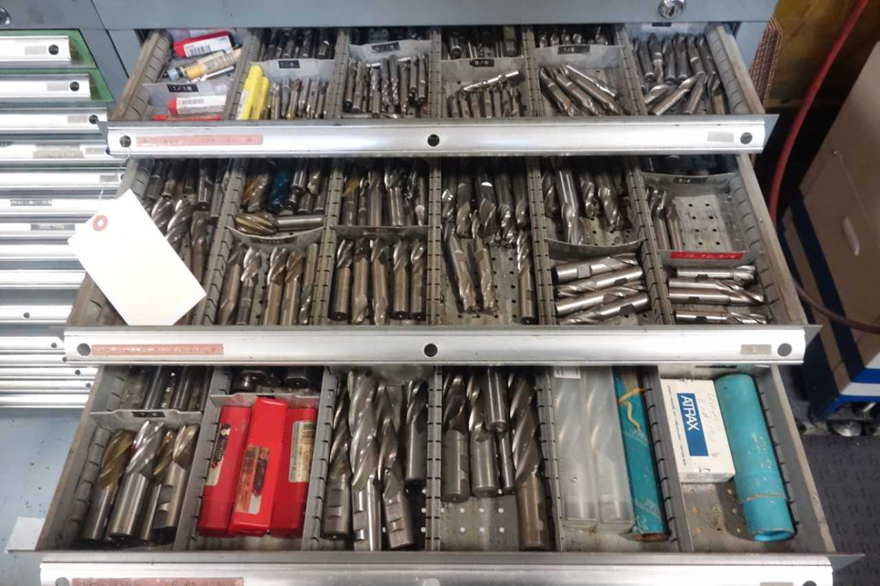 Tool cabinet with end mills, face mills, boring heaads - ELECTRIC POWER TOOLS