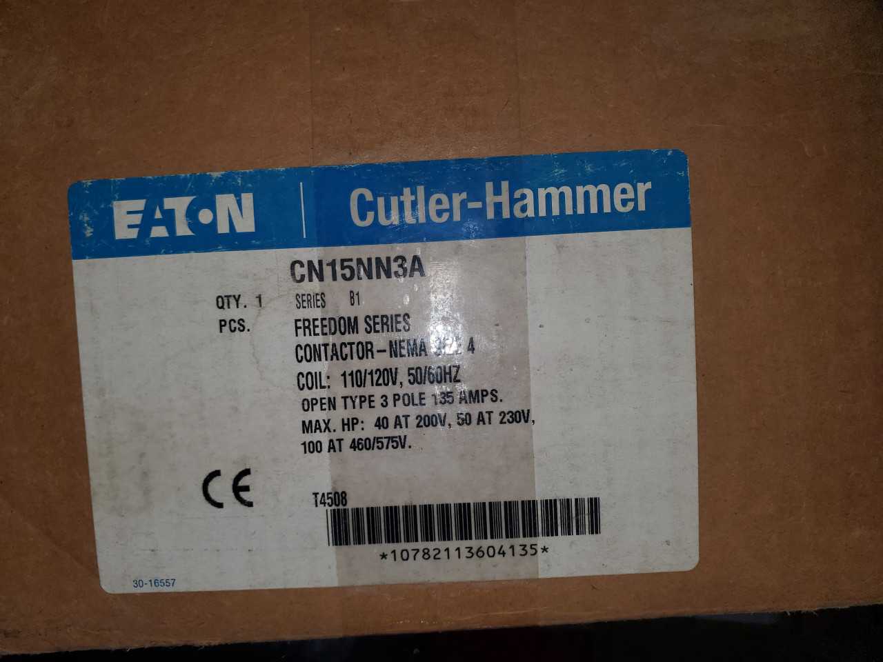 EATON NEMA SIZE4 CONTACTOR CN15NN3A QTY. 1 - CONTACTORS