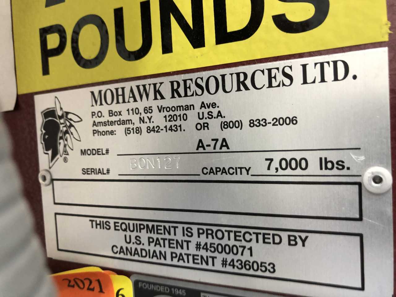Mohawk Hydraulic Hoist - LIFTING EQUIPMENT