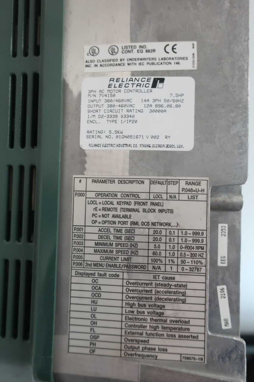 RELIANCE 7V4150 GV3000 AC VFD DRIVE 7.5HP - MOTOR DRIVES