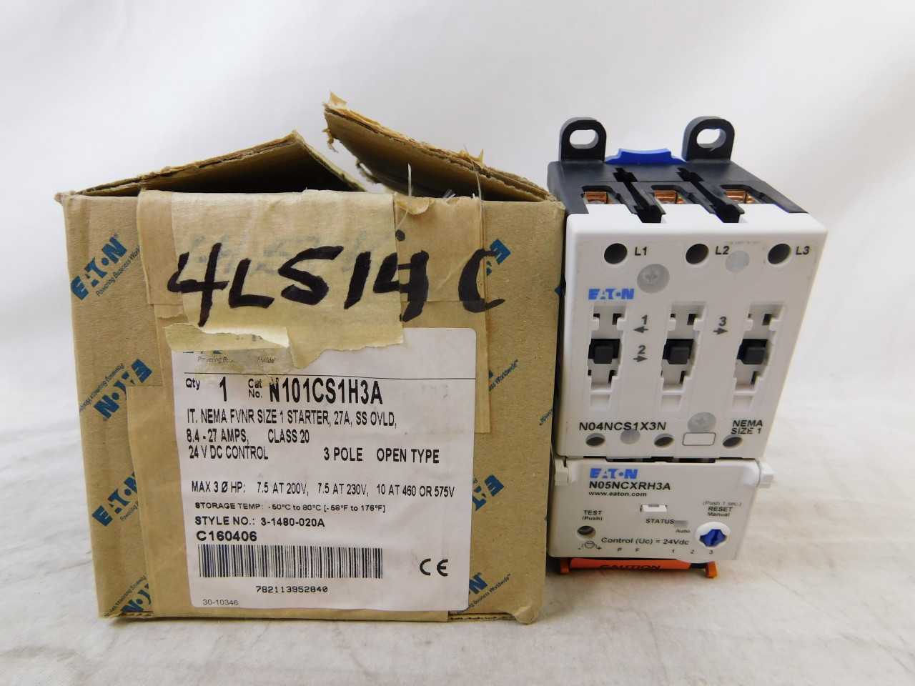 (1) Eaton N101CS1H3A Non-Combination 27A 24VAC 50/60Hz - MACHINING EQUIPMENT