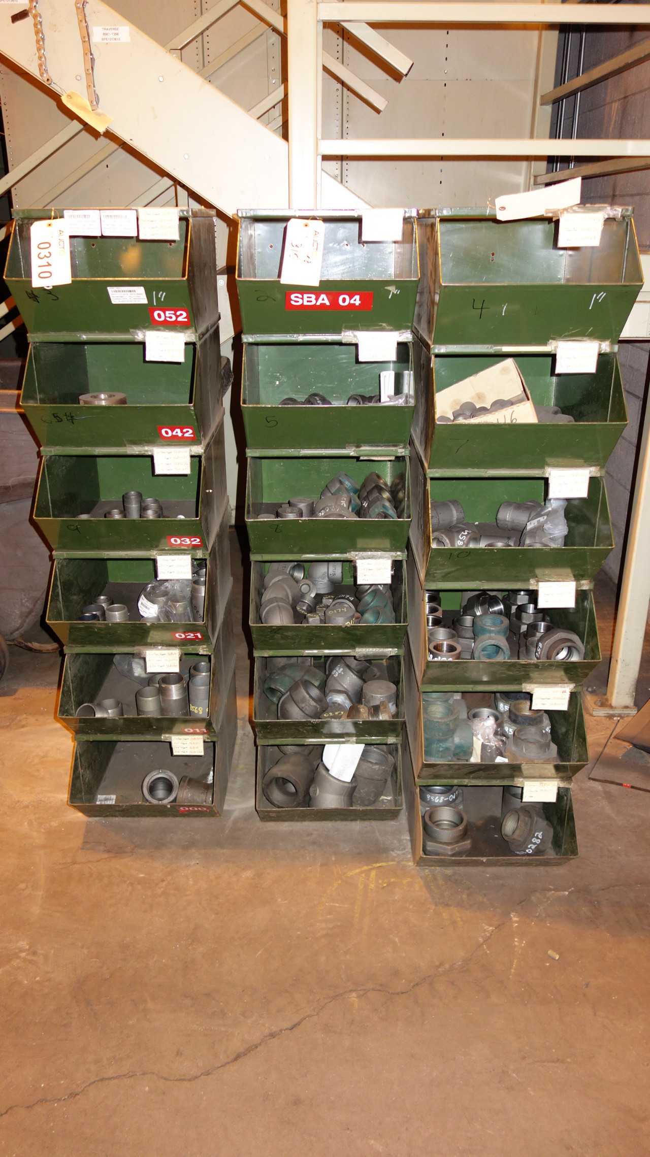 CONTENTS OF 3 SHELF COLUMNS, STEEL FITTINGS - PROCESS EQUIPMENT