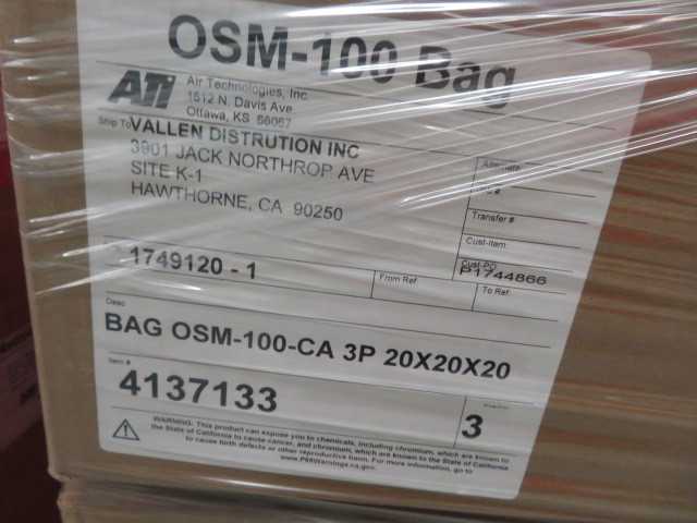Air Technologies OSM 100 Bag CA 2P  20 X 20 X 12 new (lot) pallet - MISCELLANEOUS