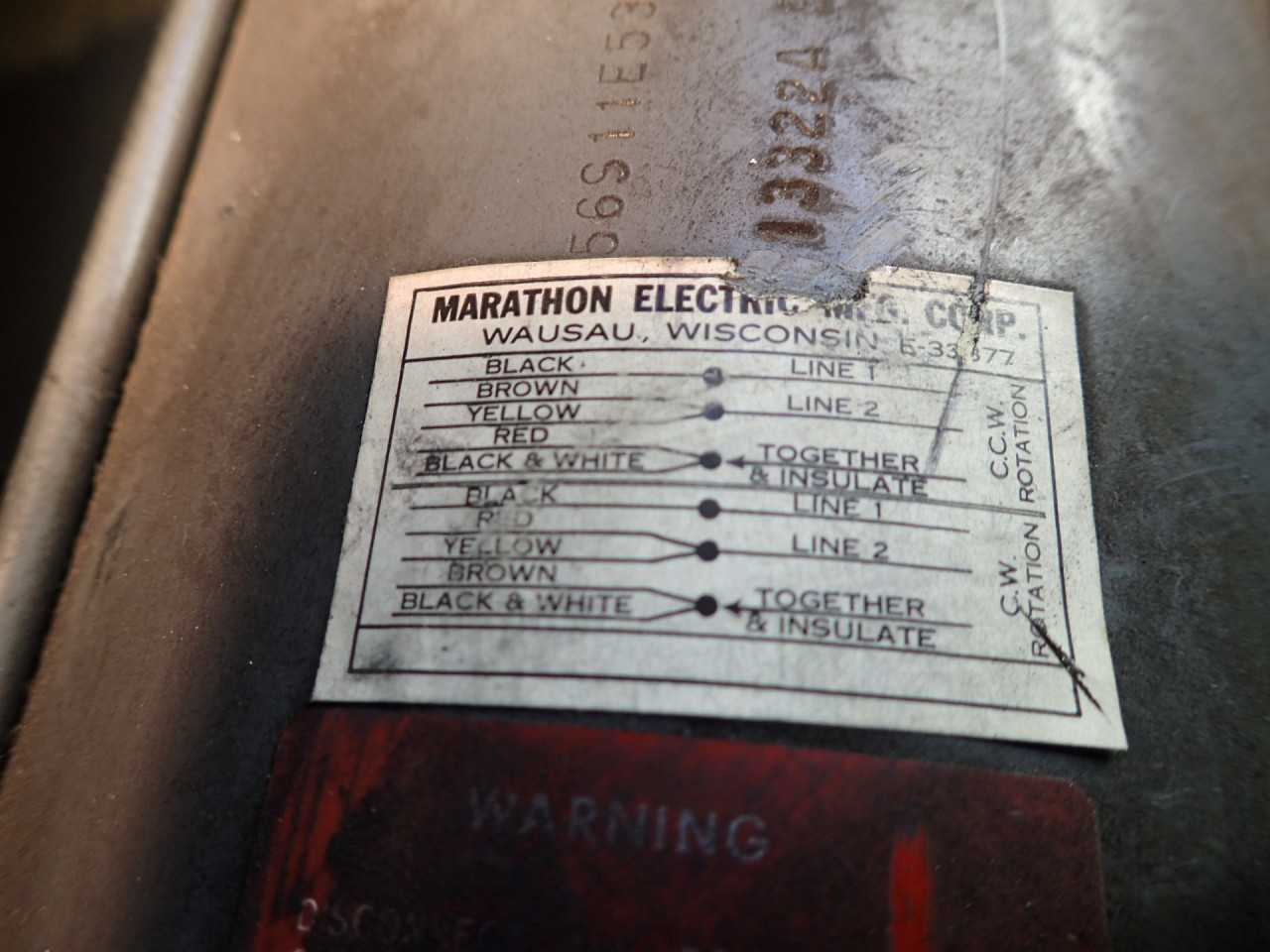 Marathon SQE 56S11E53LW Electric Motor: 1/3HP, 115V, 1140-RPM fr 56-9 1/2" Shaft - MACHINING ACCESSORIES & TOOLING