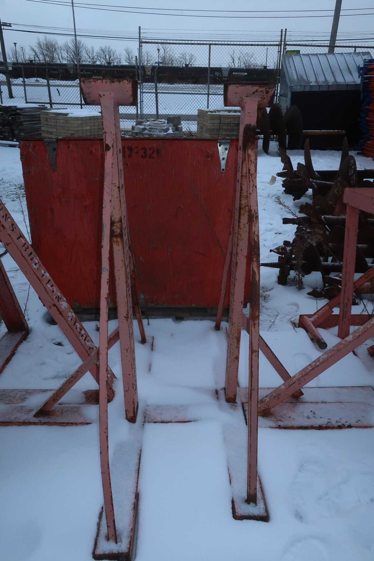 LOT OF 2 STEEL SPOOL STANDS - MATERIAL HANDLING