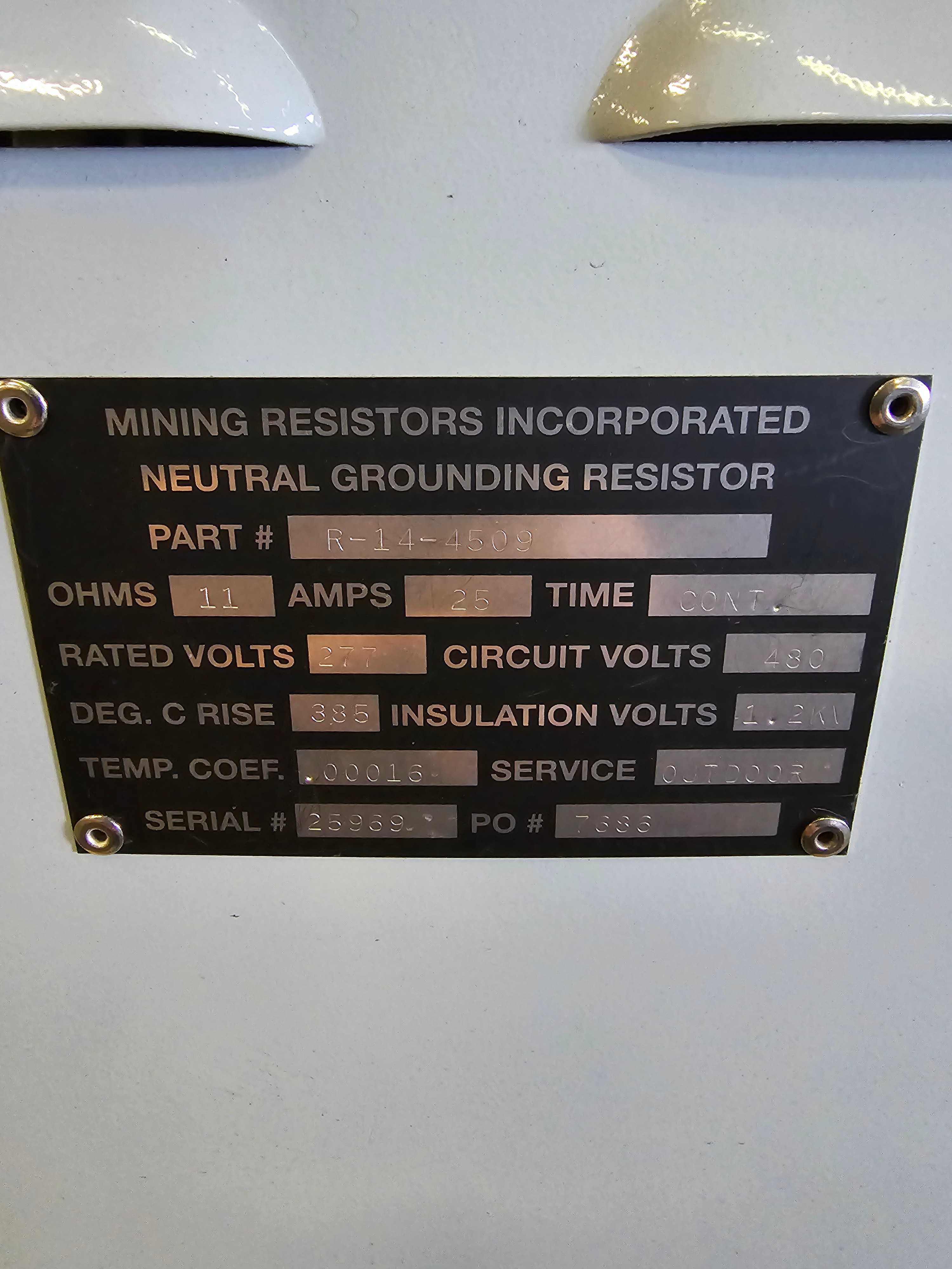 LOT OF MINING RESISTORS R-14-4509 NEUTRAL GROUNDING RESISTORS - QTY 2 - RESISTORS