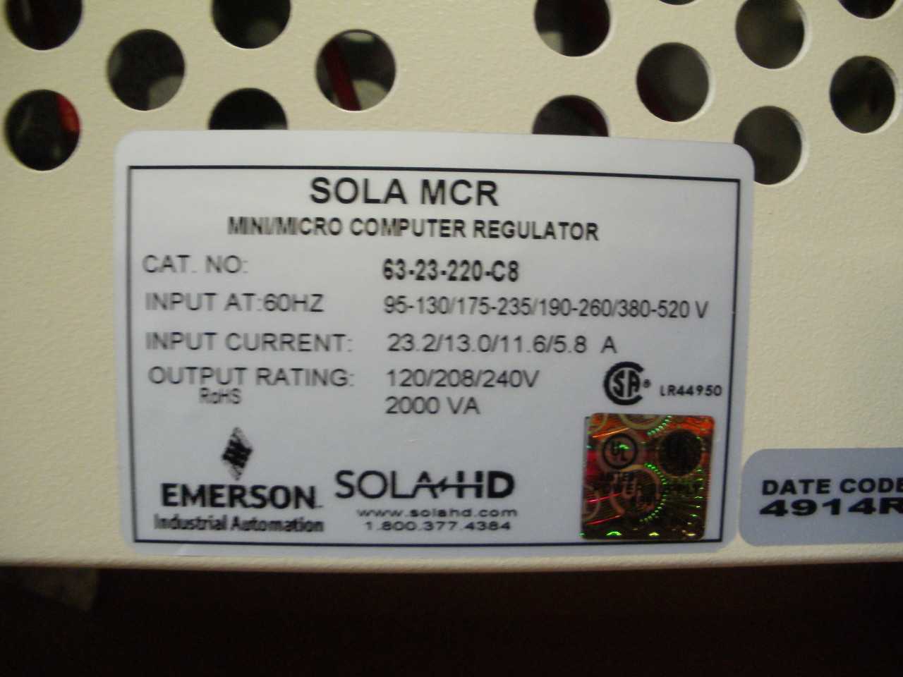 Transformer SOL-63-23-220-C8 - CONTROL TRANSFORMERS