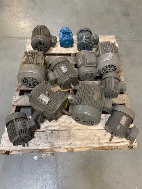 Lot of 12 Induction & DC Motors - Used - Bench Tested - Pulled from Tool Crib Inventory - ELECTRIC MOTORS