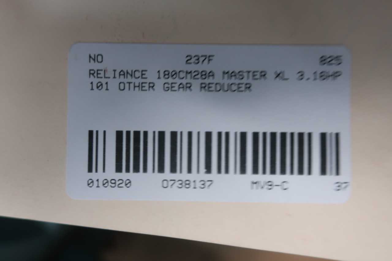Reliance 180CM28A Master Xl Gear Reducer 3.16hp 101:1 - GEAR REDUCERS