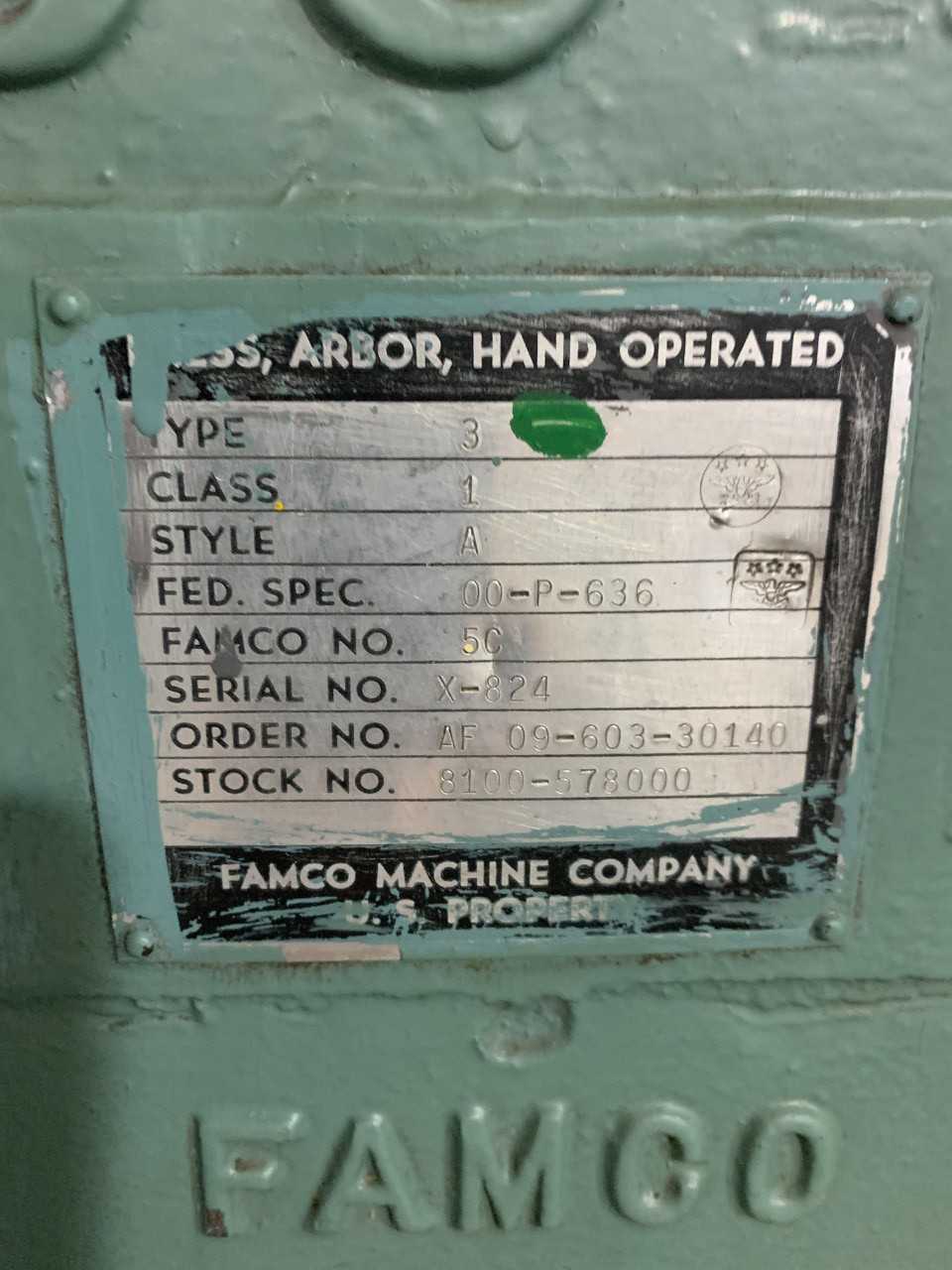 Famco 5C Arbor Press - MECHANICAL STAMPING PRESSES