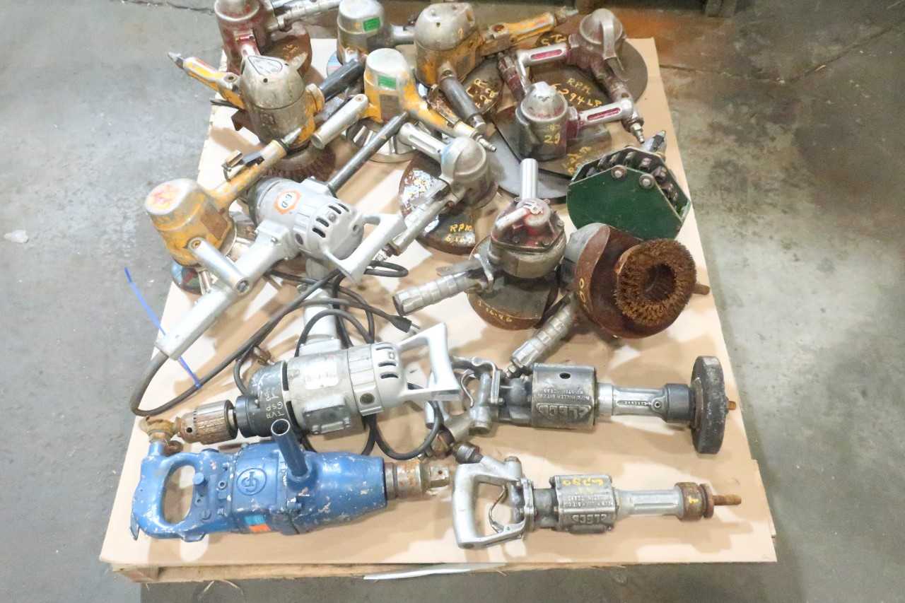1 PALLET OF ASSORTED HAND TOOLS - GRINDERS, DRILLS - DRESSER, INGERSOLL, BLACK & DECKER - ELECTRIC POWER TOOLS
