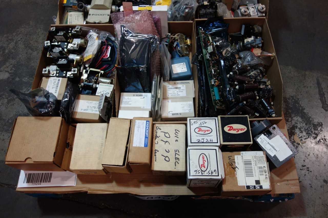 1 PALLET OF PRESSURE SWITCHES, CONTROL BOARDS, SWITCH CONTROLS- WESTINGHOUSE, ALLEN BRADLEY, ASHCROFT - AUTOMATION & CONTROLS
