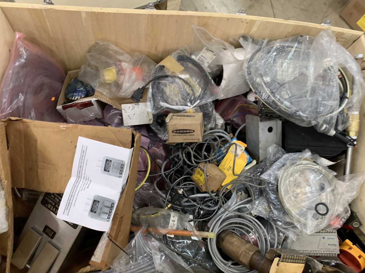 CRATE OF MISC. ELECTRICAL AUTOMATION EQUIPMENT SENSORS ETC. - ELECTRICAL COMPONENTS