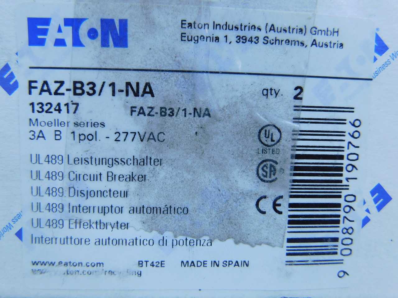 Quantity of 11x FAZ-B3/1-NA MCB/Industrials - VALVES Quantity of 11x FAZ-B3/1-NA MCB/Industrials - VALVES