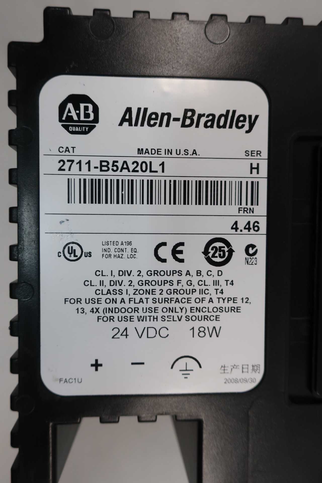 ALLEN BRADLEY 2711-B5A20L1 PANELVIEW 550 OPERATOR INTERFACE PANEL SER H - AUTOMATION & CONTROLS
