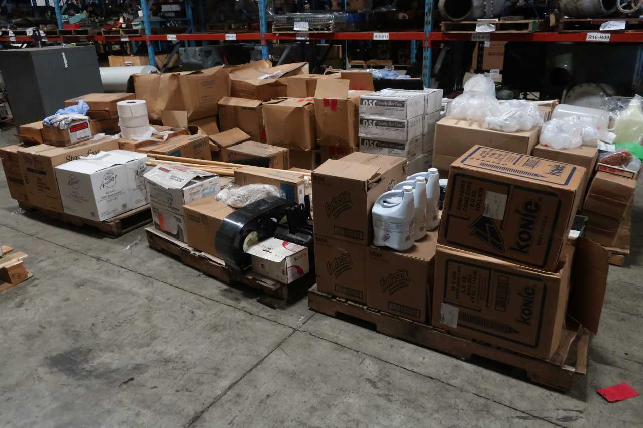6 PALLETS OF ASSORTED CLEANING SUPPLIES MOPS SOAP TOILET PAPER HYGINE PRODUCTS - MISCELLANEOUS