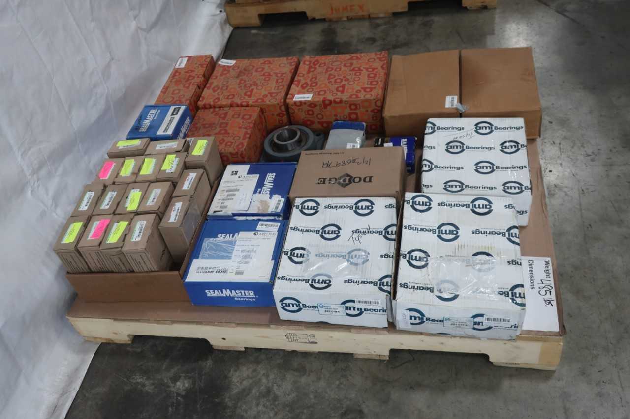 PALLET OF ASSORTED PILLOW BLOCK, FLANGE AND MOUNTED BEARINGS - BEARINGS