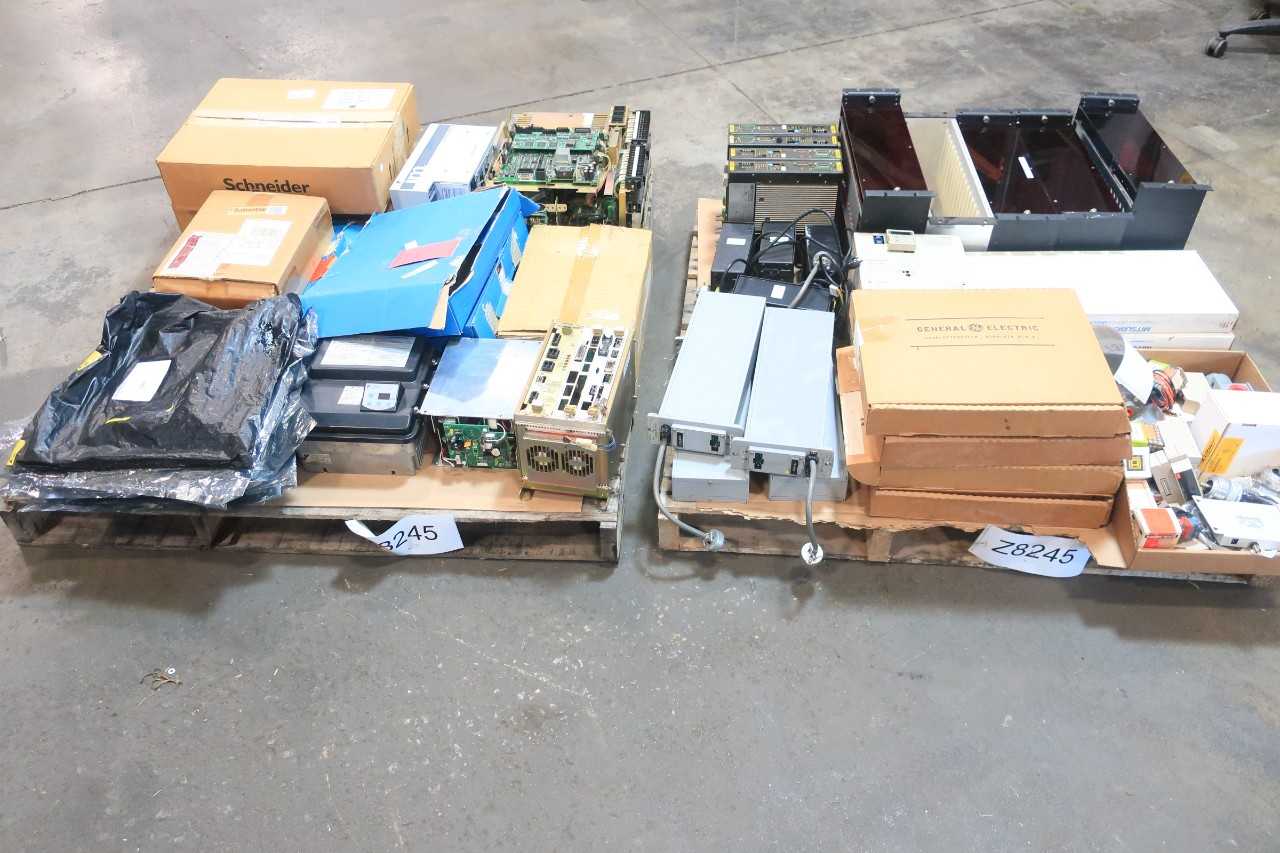 2 PALLETS OF ASSORTED ELECTRICAL CONTROLS, MOTOR DRIVE,MODULES, AMP RACK, CIRCUIT BOARD CONT, SERVO CONTROLLER, POWER SUPPLY CONTROLS, SERVO DRIVE, OPERATOR INTERFACE PANEL- MITSUBISHI, DOMINO, YASKAWA, SIG, BETA PRODUCTS, FOXBORO, GE FANUC, B&R AUTOMATIO - AUTOMATION & CONTROLS
