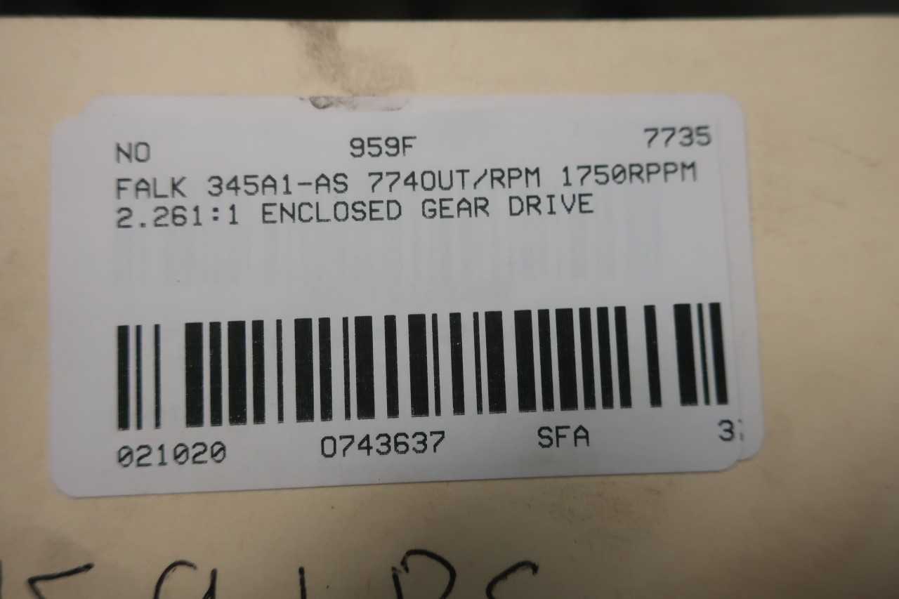 FALK 345A1-AS 774OUT/RPM 1750RPPM 2.261:1 ENCLOSED GEAR DRIVE - GEAR REDUCERS