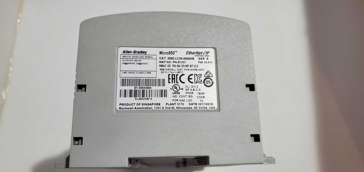 Allen Bradley Micro 850 2080-LC50-48QWB PLC - AUTOMATION & CONTROLS
