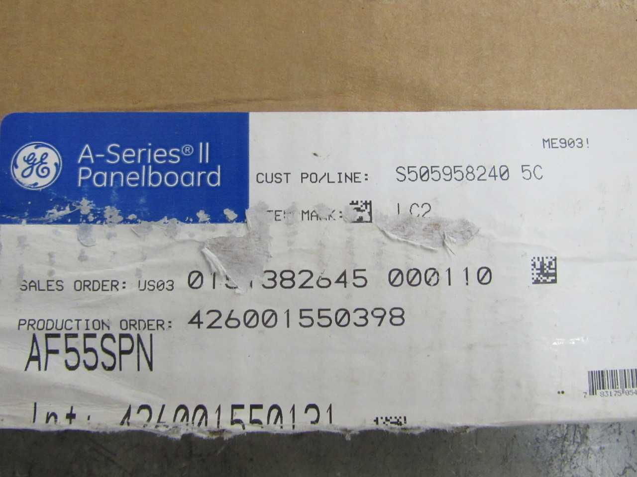 Quantity of 1x AF55SPN Electrical Panel/Loadcenter/Switchboards - ELECTRICAL COMPONENTS Quantity of 1x AF55SPN Electrical Panel/Loadcenter/Switchboards - ELECTRICAL COMPONENTS