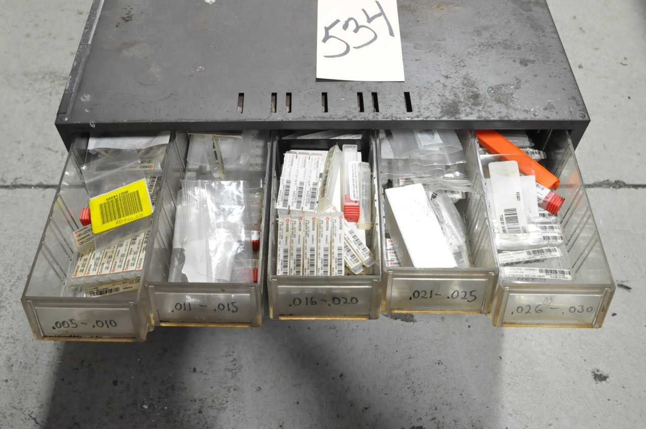 Various Micro Drills with Bin Drawer Organizer Cabinet Under 1 Table - TOOL STORAGE