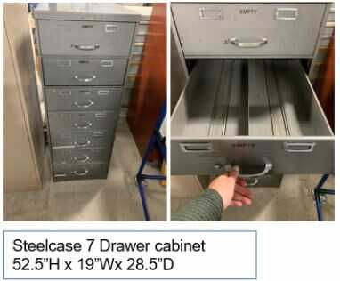 Steelcase 7 Drawer Cabinet, 52.5"Hx19"Wx28.5"D - good condition - TOOL STORAGE