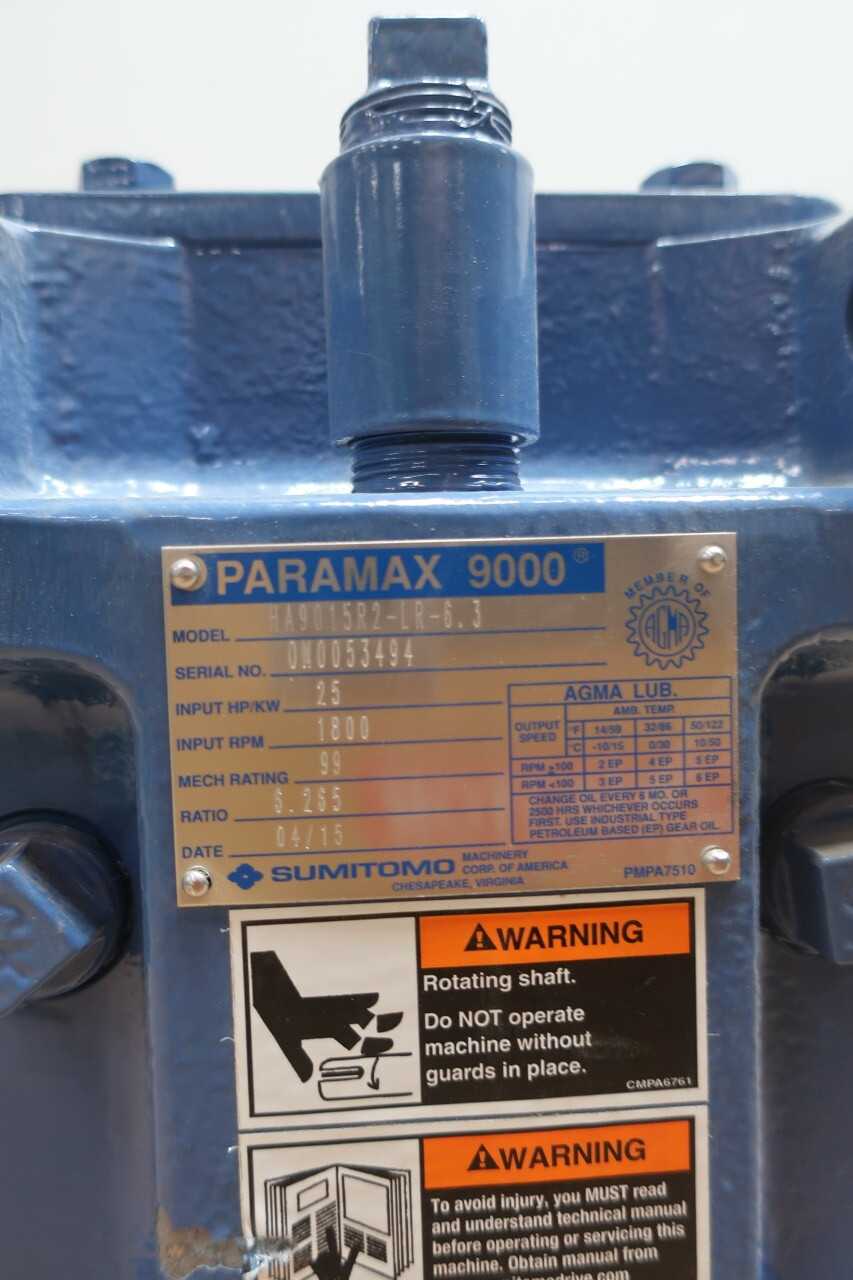 SUMITOMO PHA9015R2-LR-6.3 PARAMAX 9000 28MM 58MM 25HP 6.265:1 RIGHT ANGLE GEAR REDUCER - GEAR REDUCERS