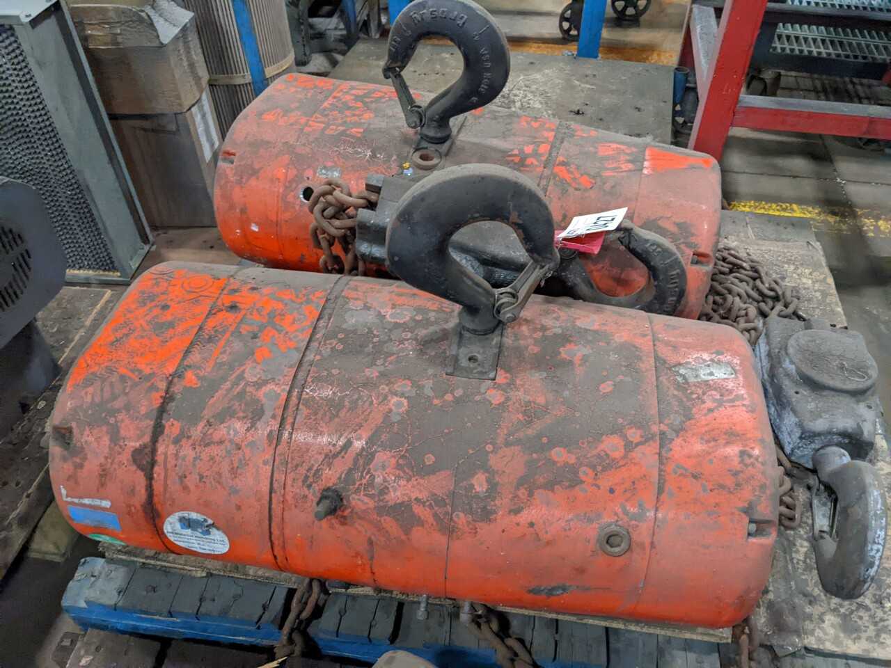 LOT OF 2 COLUMBUS MCKINNON CM LODESTAR XL 5 TON ELECTRIC HOIST (NEED REPAIRS) - LIFTING EQUIPMENT