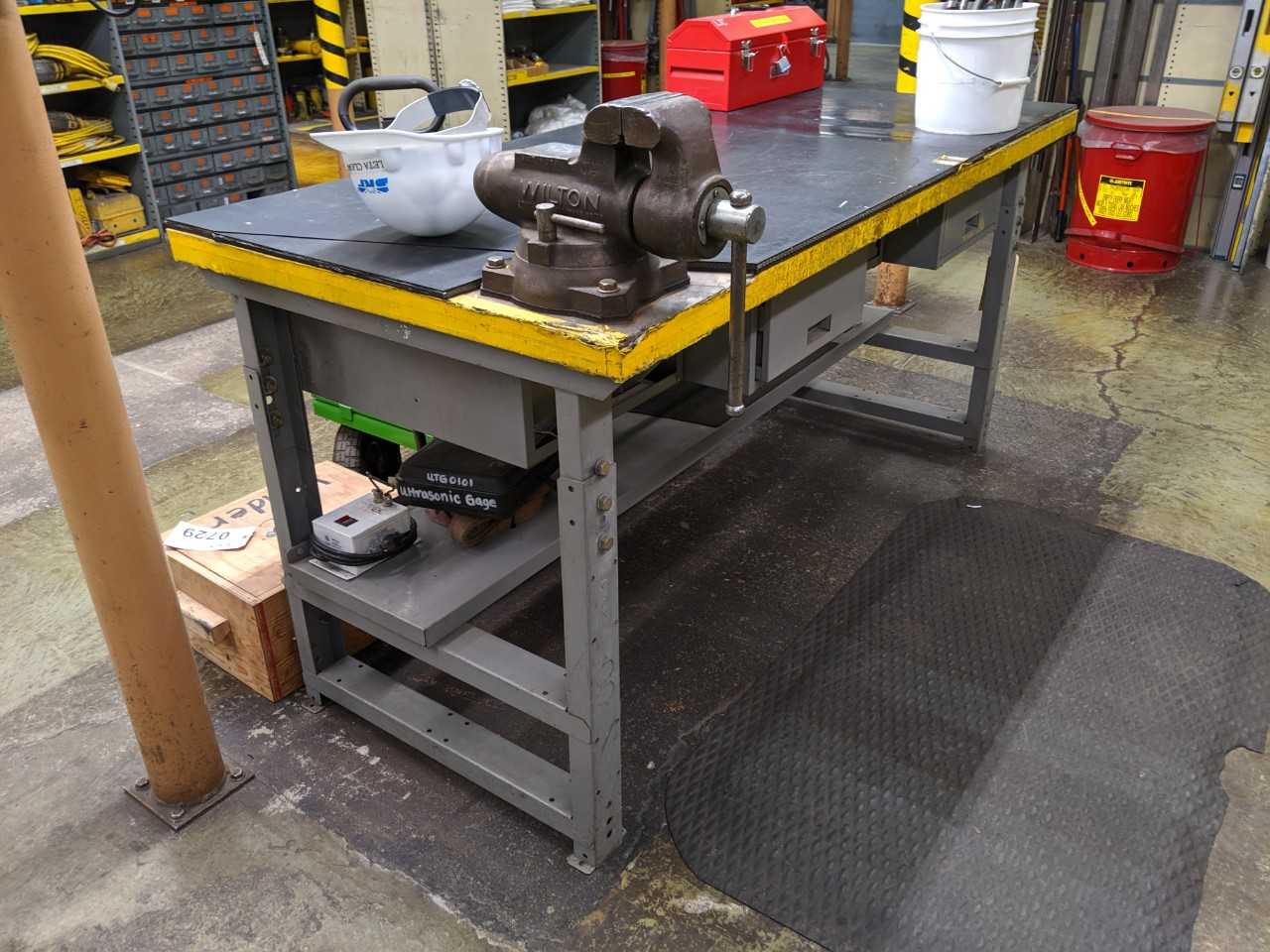 6' x 3' steel work bench with Wilton 6" vise - PLANT & FACILITY